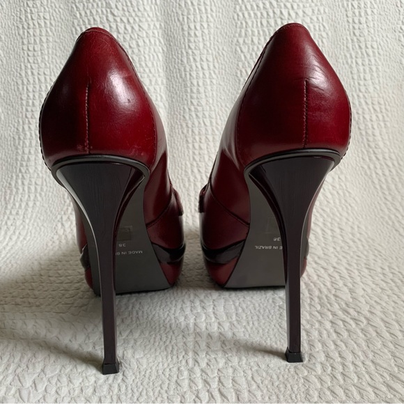 Carvela Oxblood Leather Platform High Heels Loafer Stilettos EU38 UK5 - Picture 6 of 14